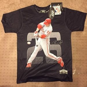 NEW Chase Utley Phillies Three60 wick shirt Yth L